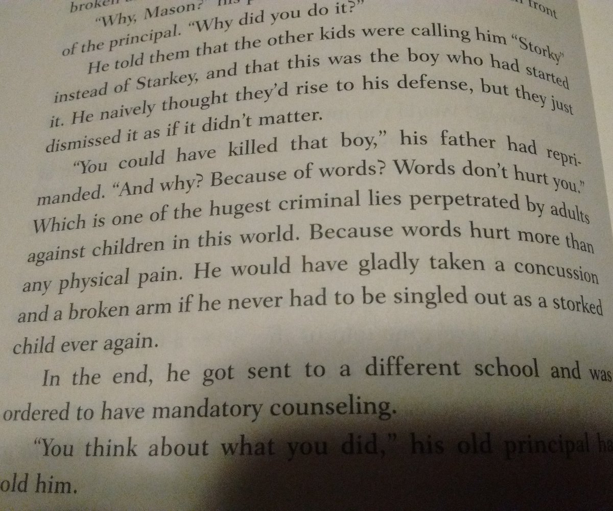 RaniRocks's tweet photo. "Because words hurt more than any physical pain." ~Starkey 
@NealShusterman really hits home. #Unwindseries #books https://t.co/00eyOmnepw