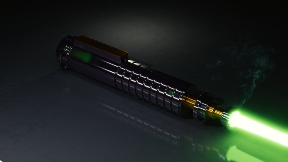 Jineesh_KJ's tweet image. First try in #blender #blender3d  thanks to #CGgeek #lightsaber #green
