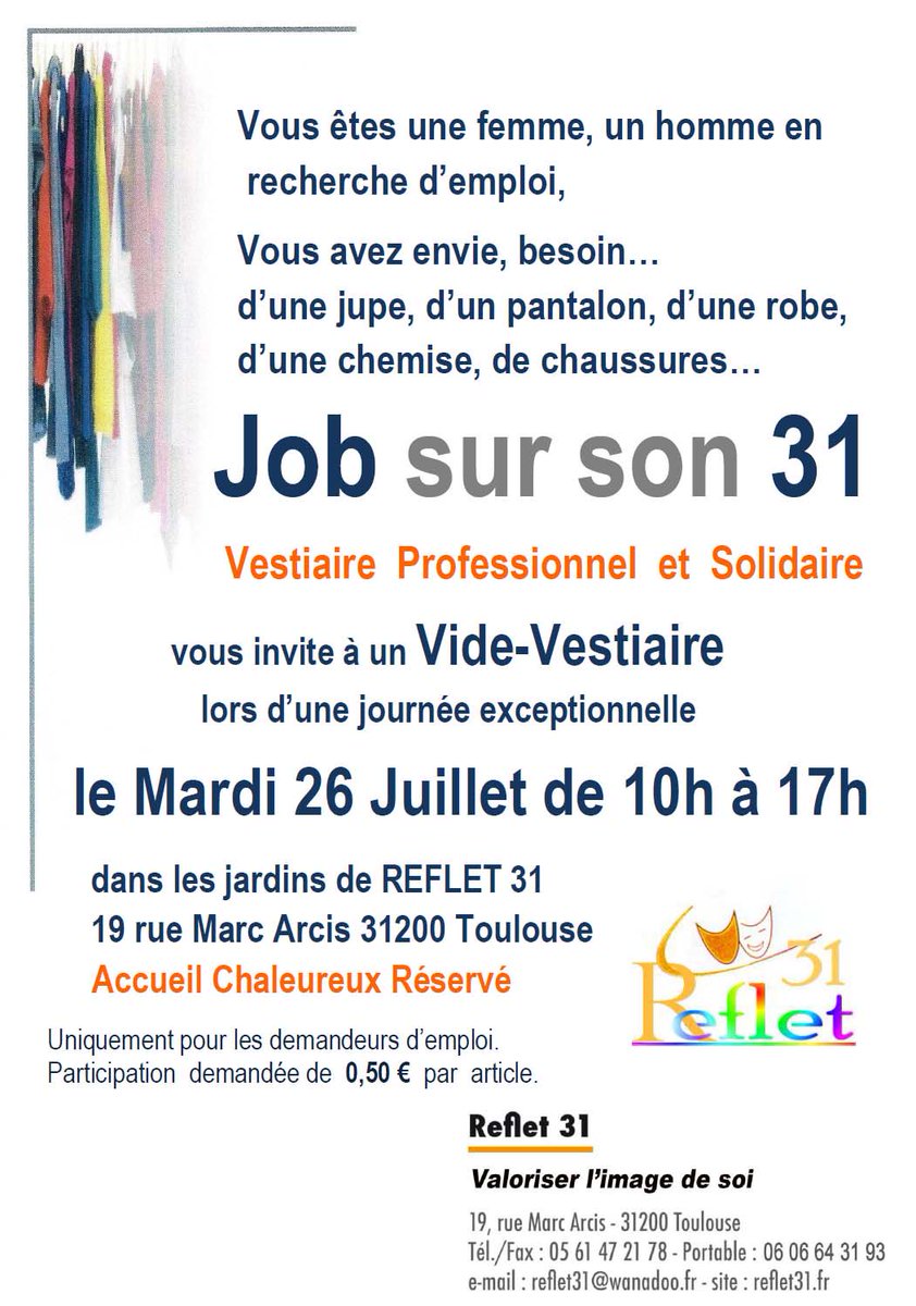 PijCyberTlseQN's tweet photo. Vide-Vestiaire - Job sur son 31 - Le Mardi 26 Juillet de 10h à 17h 19 rue Marc Arcis 31200 Toulouse - #reflet31 https://t.co/pLga2WACQE