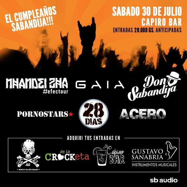 Nos vemos en nuestro segundo aniversario @28diasRockPy <a href="/PornostarsRock/">Pornostars Rock</a> @prensagaia <a href="/nhandeizha/">Nhandei Zha</a> y #acero!