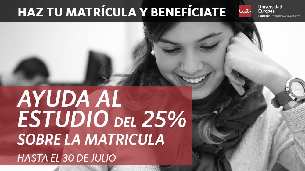 UEuropea's tweet photo. Haz tu matrícula antes del 30 jul. y consigue una ayuda al estudio del 25% Info. postgrado ➡ https://t.co/Af1yzmDHGo https://t.co/ITmig0YibB