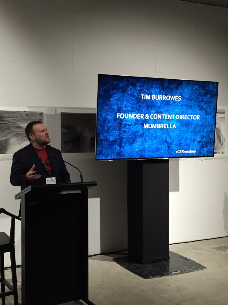 debsurman's tweet photo. Mumbrella's Tim Burrowes shares his story at inaugural Mash Up #CBR #CBRmashup https://t.co/PeFQ35BQGB
