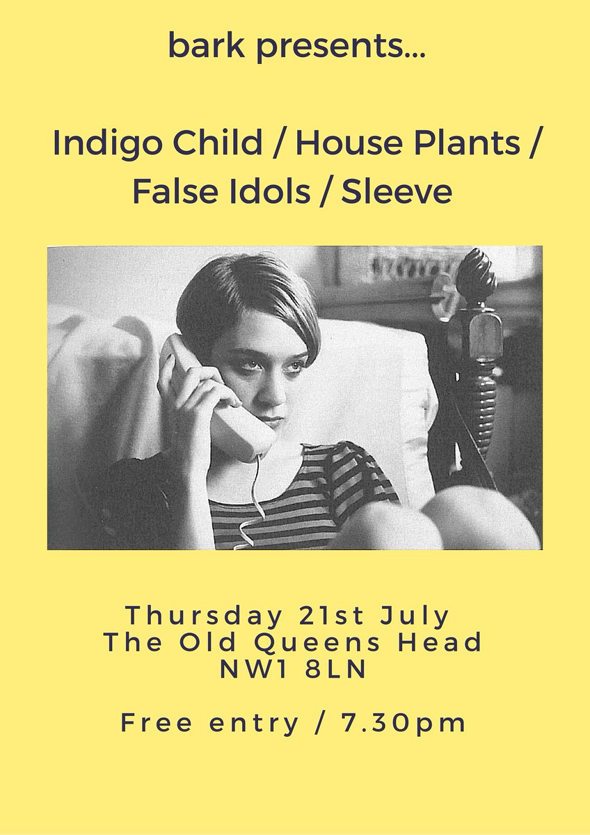 Tonight! At @oldqueenshead w/ @Indigo_ChildUK, <a href="/Houseplantsband/">House Plants</a>, <a href="/FalseIdolsUK/">False Idols</a> &amp; Sleeve facebook.com/events/9982489… FREE