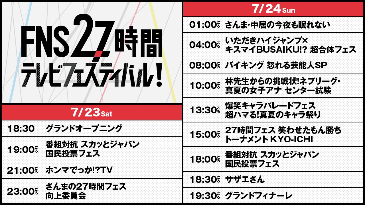 27時間テレビ にほんのスポーツは強いっ בטוויטר 27時間テレビ恒例 明石家さんまと中居正広の掛け合いが今年も見られる幸せ 夏の暑い一日を一緒に過ごしませんか Fns 27時間テレビ は7 23 土 よる6 30から T Co Lhycaav4hj 27時間テレビ にほんのスポーツは強いっ בטוויטר 27時間テレビ恒例 明石家さんまと中居正広の掛け合いが今年も見られる幸せ 夏の暑い一日を一緒に過ごしませんか Fns 27時間テレビ は7 23 土 よる6 30から T Co Lhycaav4hj