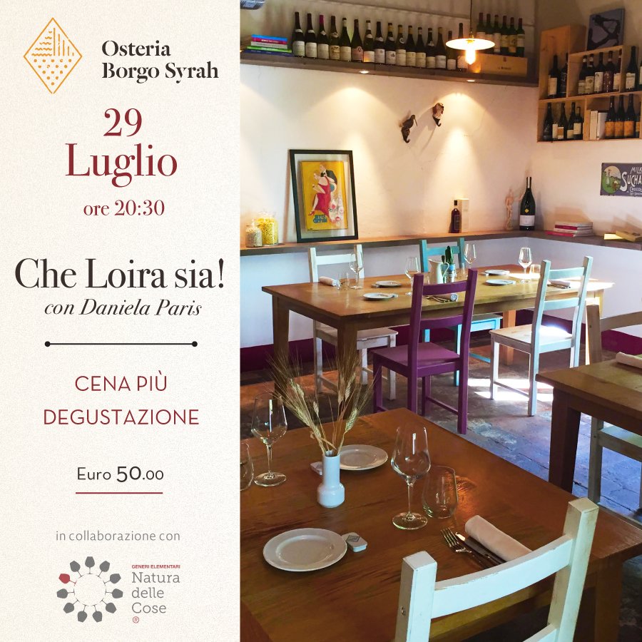 TdA_Cortona's tweet photo. «Che Loira sia!» incontro e degustazione con la sommelière Daniela Paris #osteriaborgosyrah @gaesaccoccio https://t.co/tN3KGTeLkx