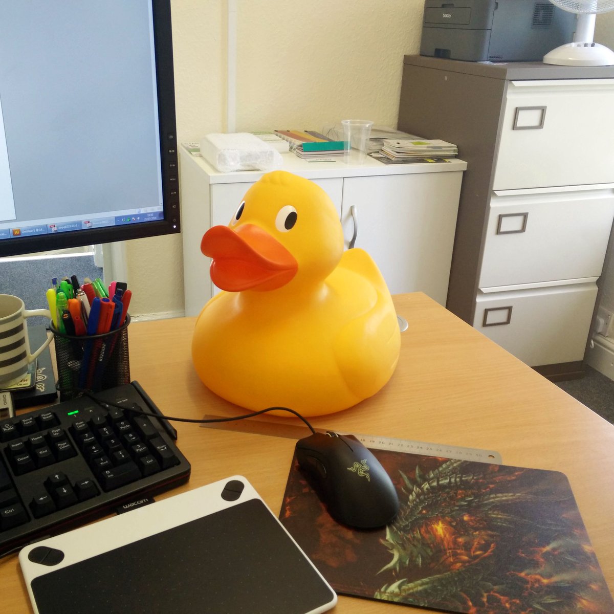 I have a new guest in the office from <a href="/anchoragetrust/">EA Anchorage Trust</a>... This little guy will leave a changed duck! ...