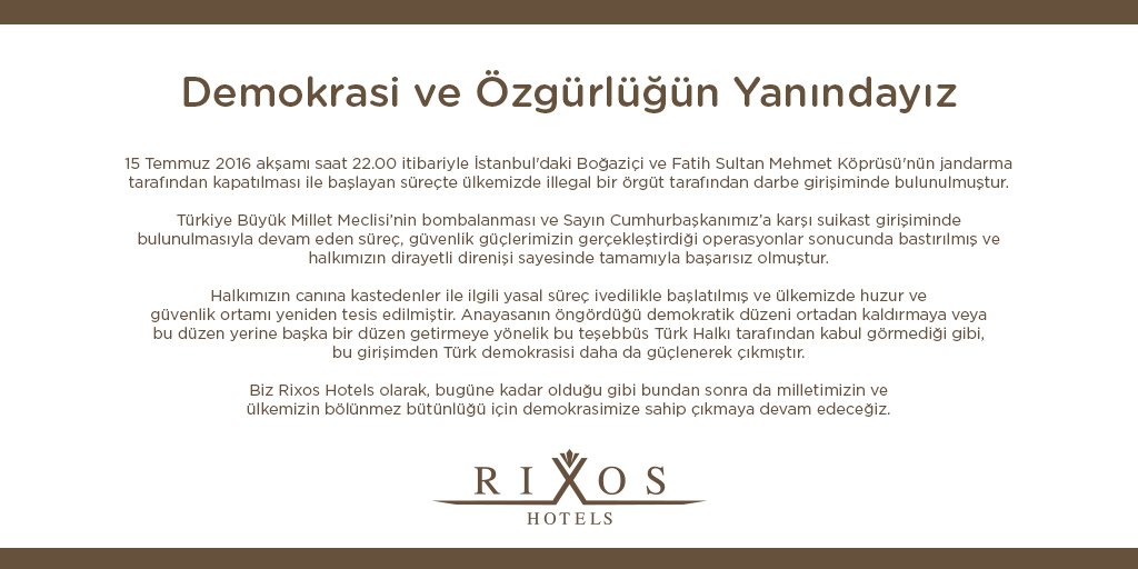 Demokrasi ve Özgürlüğün Yanındayız