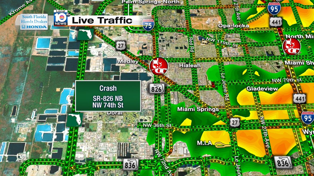 Crash on SR-826 NB and NW 74th St #TRAFFIC #MIAMI https://t.co/e4lSgRlze4