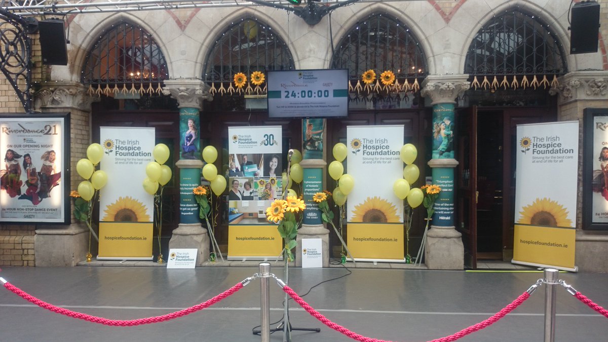 IrishHospice's tweet photo. Only 5mins until the 24hr #Danceathon commences &amp; dancers on stage @Riverdance crowds gather https://t.co/a8k8EqLFGJ