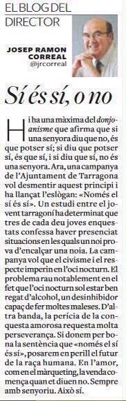 jsccatalunya's tweet photo. Condemnem l'article masclista d @jrcorreal a @diaridtarragona on deixa a les dones com tontes q no saben el q volen. https://t.co/wszFhW5b4Q