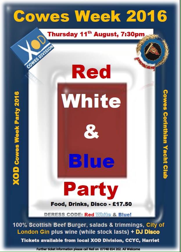 <a href="/XODHamble/">XOD Hamble</a> Cowes Week Crew party all sorted.  New improved food this year &amp; Red White &amp; Blue dress code theme