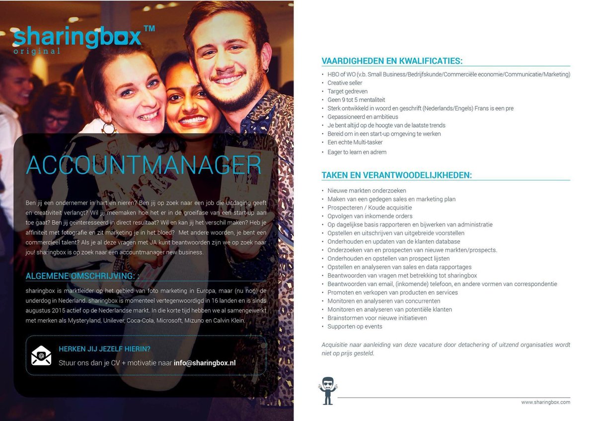 Ben jij die creatieve accountmanager die wij zoeken? #sales #events #accountmanager #vacature #fotomarketing