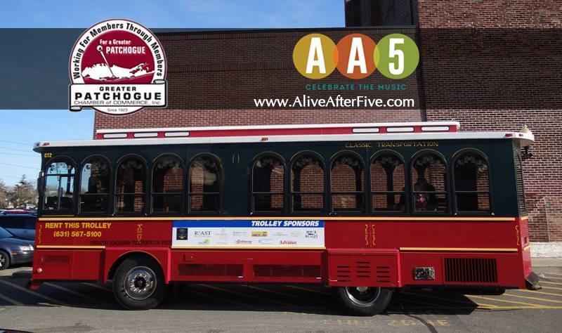 stjoesny's tweet photo. Heading to @AliveAfterFive_ today in @Patchogue? Take the FREE trolley every half hour from the Danzi #AA5Patch https://t.co/62c58kPFMm