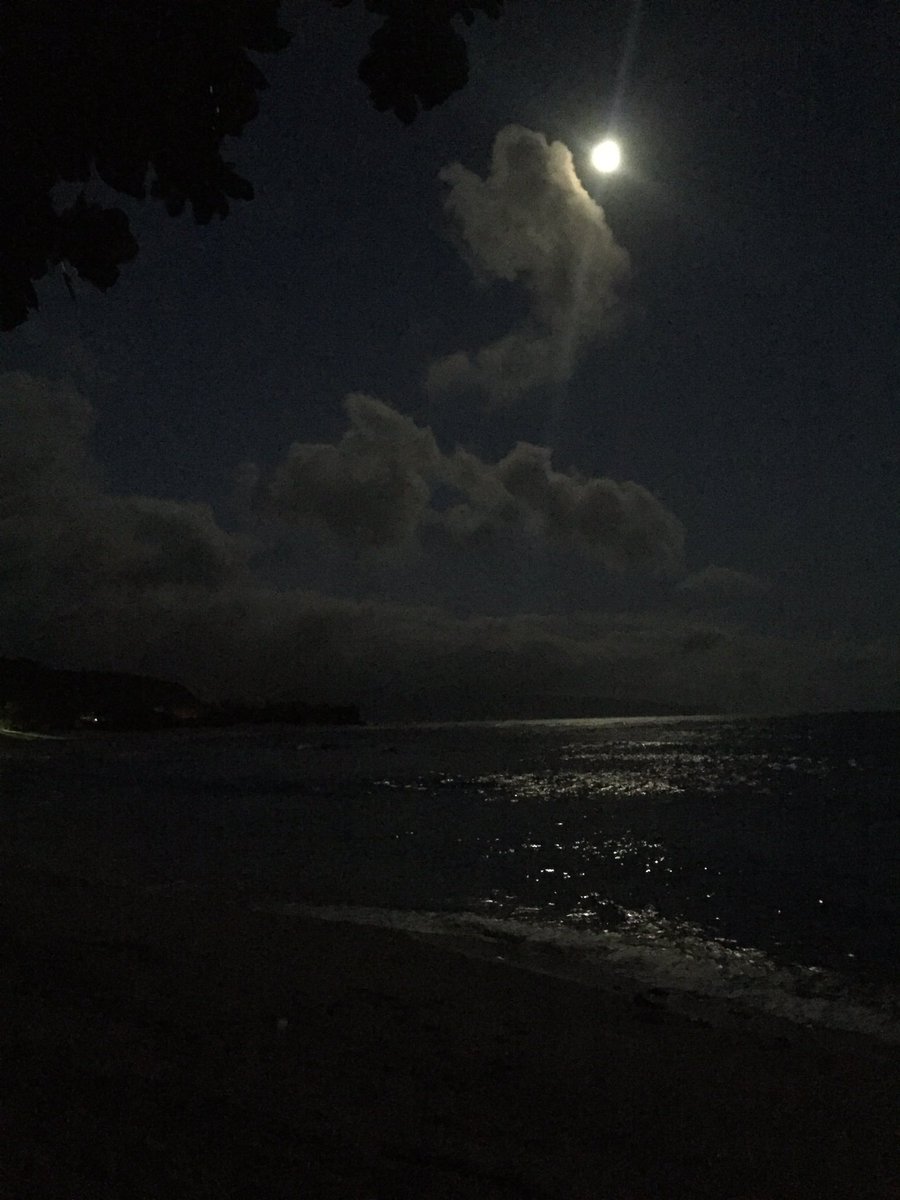 ALongSwim1's tweet photo. Full moon this AM on the north shore of Oahu! This is the full moon that Doug has been waiting for! https://t.co/8dxMj4wTny