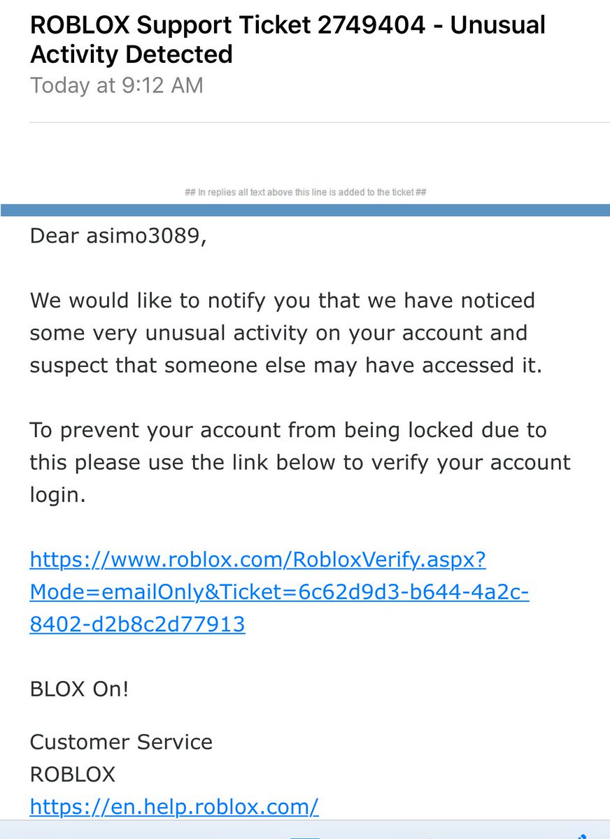 Asimo3089 On Twitter Watch Out Everybody Another Round Of Fake Emails Floating Around This One Leads To Robicx Roblox - tweet roblox login