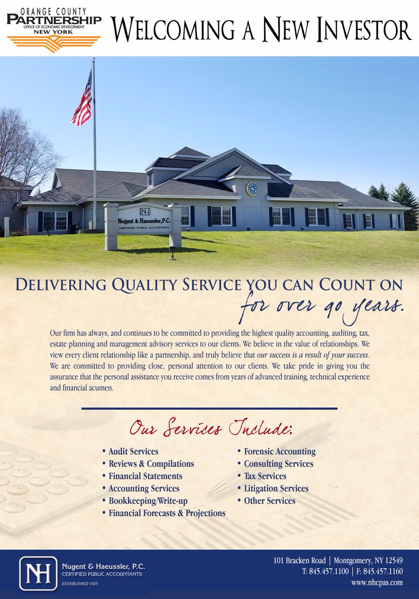 <a href="/OCPartnershipNY/">OC Partnership NY</a> would like to welcome Nugent &amp; Haeussler, P.C. into our Circle of Success Investor Program.