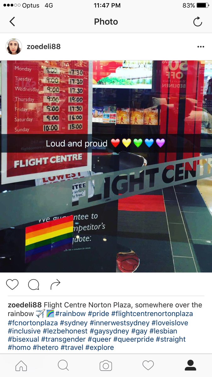 ZoeDeligiannis's tweet photo. My Newley renovated shop has had its final touch added and it's perfect 🌈 #pride #sydneylesbian #flightcentreau https://t.co/hW47gHjrF7