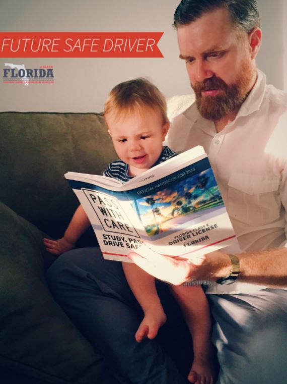 FLHSMV's tweet photo. It’s never too early for safe driving, just ask this little cutie. #DriverHandbook https://t.co/WW6j0msFLl. https://t.co/qFnzuO0H0t
