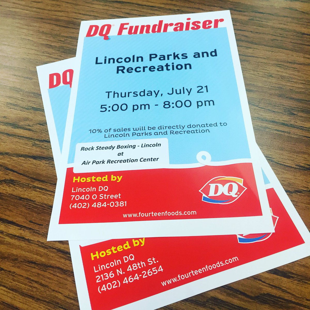 Lincoln Parks and Recreation (@lnkparksrec) on Twitter photo Cool off while supporting <a href="/AirParkRec/">Air Park Rec. Center</a>. Visit Dairy Queen locations: 70th & O and 48th & Leighton. #LNK Cool off while supporting <a href="/AirParkRec/">Air Park Rec. Center</a>. Visit Dairy Queen locations: 70th & O and 48th & Leighton. #LNK