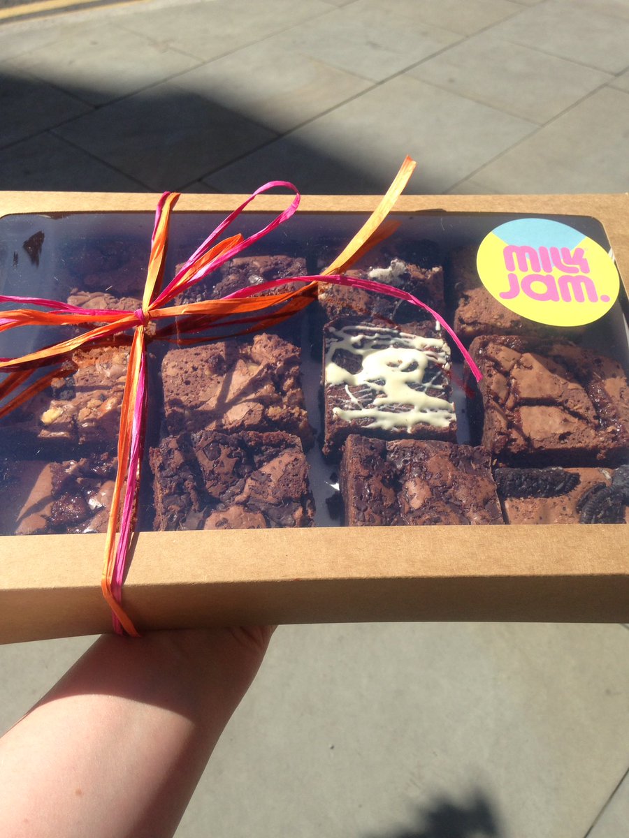 MilkJamMCR's tweet photo. We have 2 boxes of 15 assorted brownies to give away. Just follow, RT #milkJamMCR winners picked at random tonight 🍭 https://t.co/UCytJyQF81