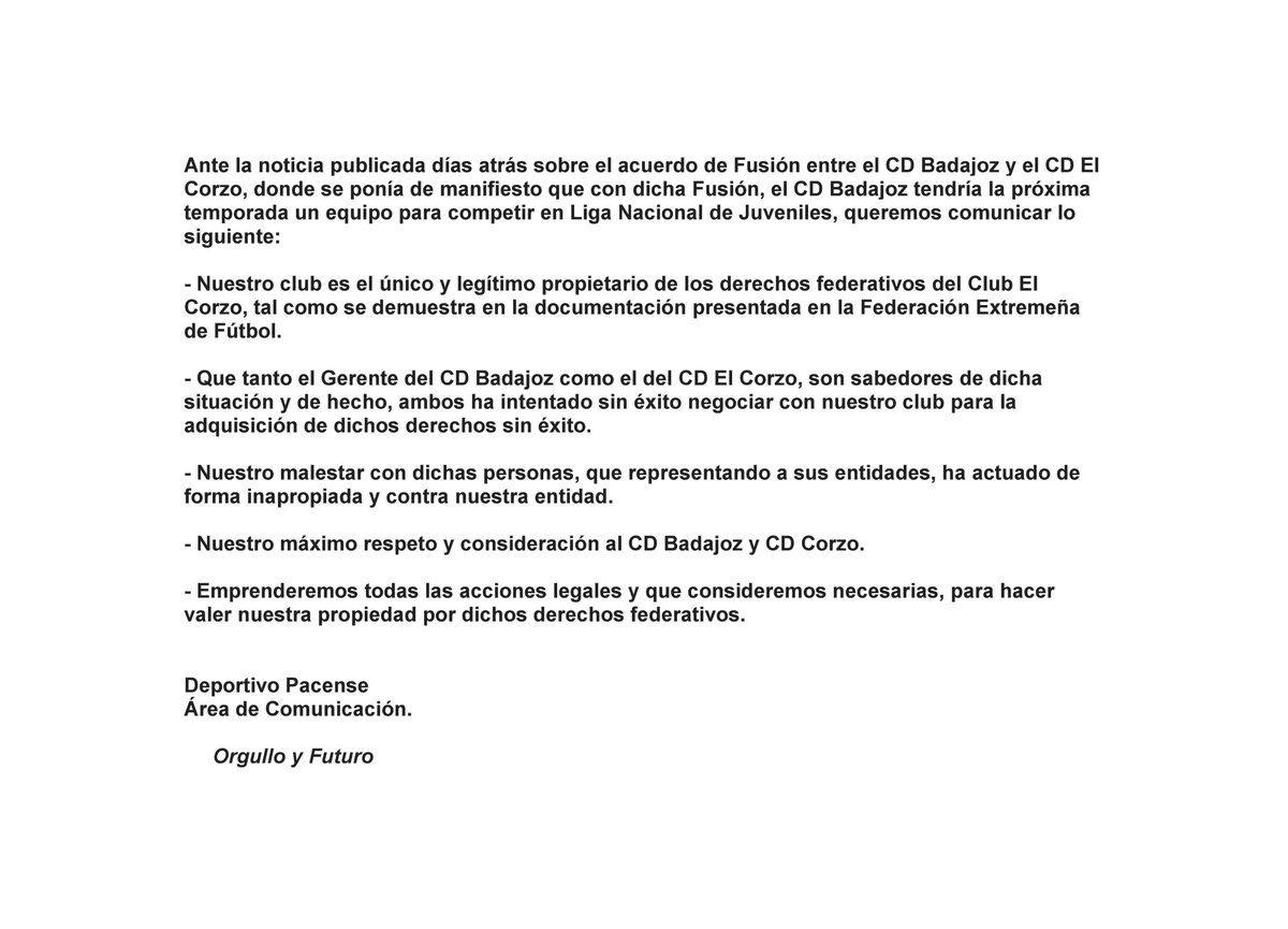 DeporPacense's tweet photo. COMUNICADO OFICIAL SOBRE EL CLUB EL CORZO @CorzojuvenilA https://t.co/1lpciMJNRF