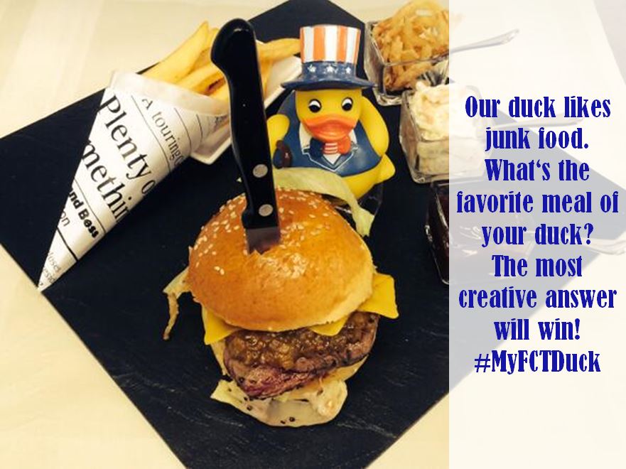 Lufthansa_FCT's tweet photo. Win a #FCTduck! #MyFCTDuck #JunkFoodDay/ Answer by 26.07.16 / Terms &amp; conditions apply: https://t.co/oMRYbKiv34 https://t.co/pGMMZKimuY