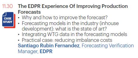 daninuk's tweet image. Santiago Fernandez from EDPR to share his approach to power production forecasting at @WPMEvents #WindData Forum