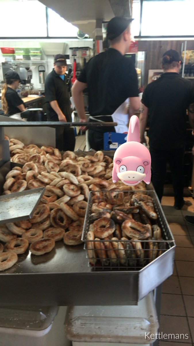 bagelottawa's tweet photo. We have enough #bagels for all you hungry trainers. Stop by Kettleman's on Bank and use our Pokélure! #PokemonGO https://t.co/62mIs35Otf