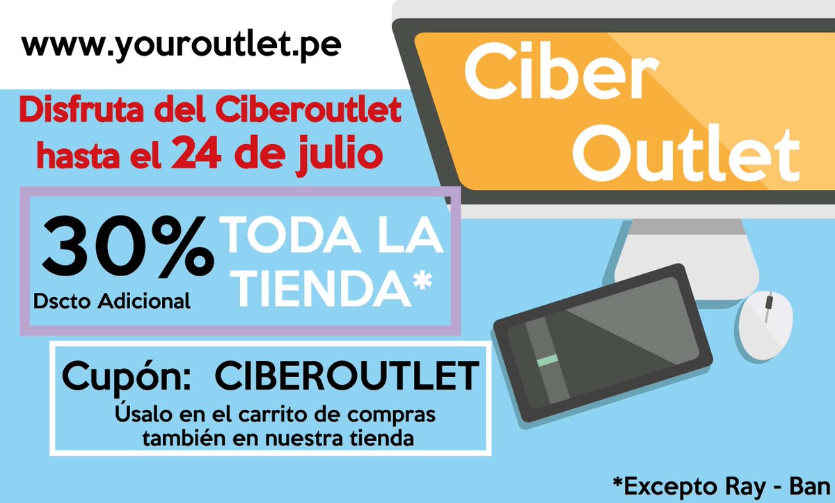 youroutletpe's tweet photo. ¡Ampliamos nuestro #Ciberoutlet hasta el 24 de julio! Disfruta del 30% de dscto adicional en https://t.co/xdgbONgryx https://t.co/OayEDqKqUL