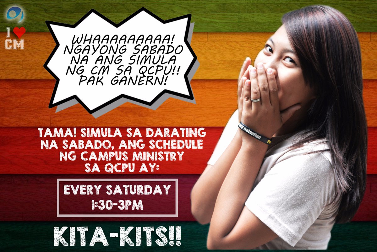 pcfnova's tweet photo. QCPU Campus Ministry starts this Saturday, 1:30PM! Kitakits guys! #PCFNCampusMinistry #IHeartCM https://t.co/4xw5XG6TVT