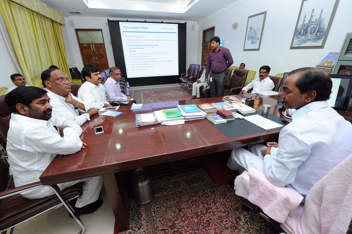 CM KCR reviewed progress on Palamuru, Dindi, Sitarama Irrigation Projects at a high level meeting at camp office