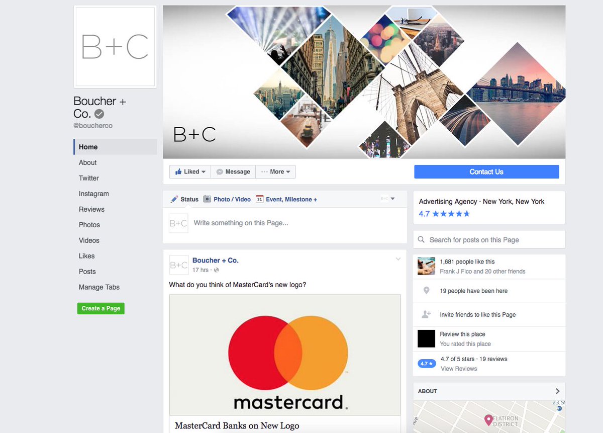 .@Facebook rolling out a new look for Pages. <a href="/boucherco/">Boucher + Co.</a> clients have it, will likely go to many more over next week.