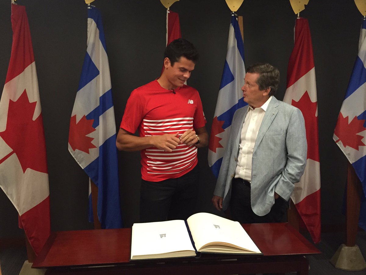 JohnTory's tweet photo. Welcomed @milosraonic to my office at City Hall. #RogersCup https://t.co/rLJVimvdIi