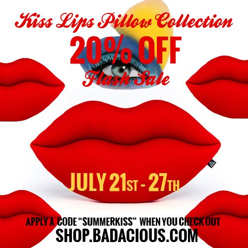 BADACIOUSNYC's tweet photo. "KISS LIP PILLOW COLLECTION" 20% OFF FLASH SALE!!
JULY 21st- 27th Apply code "SUMMERKISS" when you check out. https://t.co/CpOcRQ3J5d