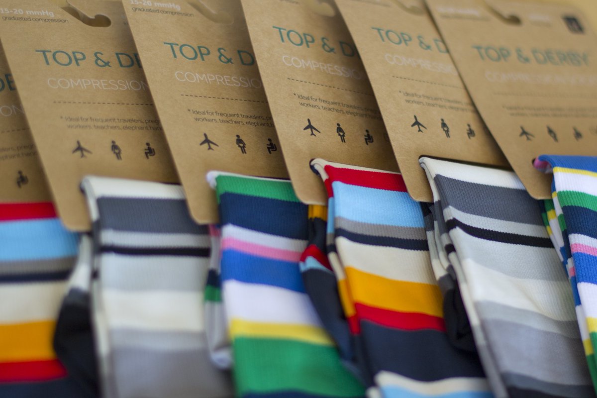 Our new line of #compressionsocks Every stripe carefully and meticulously arranged for optimal #fashion performance!