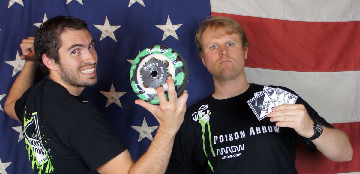 make's tweet photo. #PleaseRT for your chance to win an autographed swag bundle from Poison Arrow. #BattleBots TONIGHT! @Arrow_dot_com https://t.co/xouY2RVkLM