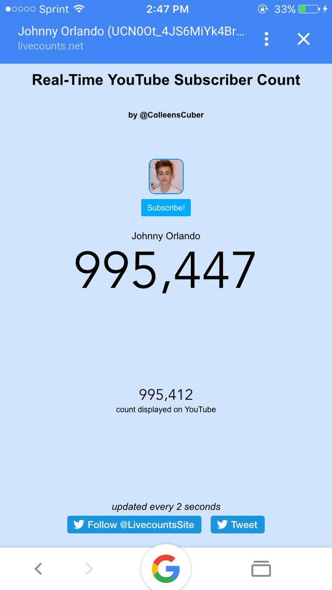 infiniteorlando's tweet photo. SOO CLOSE TO 1M SUBS OMG @johnnyosings https://t.co/MzjTWxU1uF