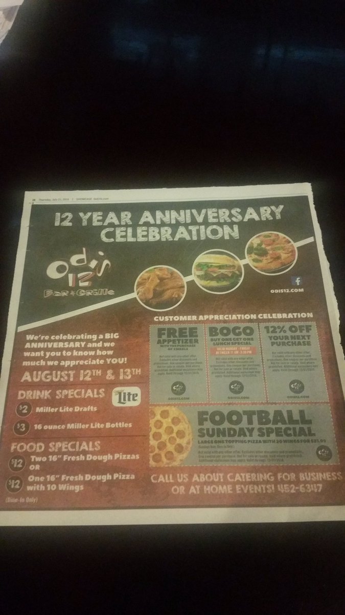 Odis 12 Sports Bar & Grille (@odis12wings) on Twitter photo 