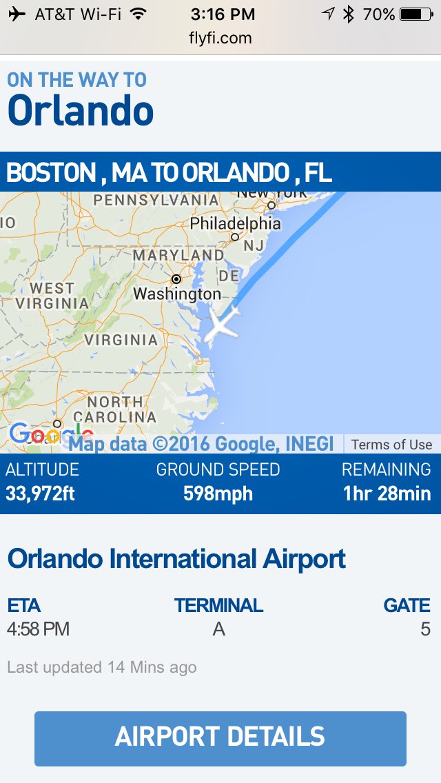 tmain1's tweet photo. Tweeting at 598mph? Of course if you're on @JetBlue flight 1351! #FlyFi #Service #SimplyTheBest https://t.co/vyIk5PbJKm