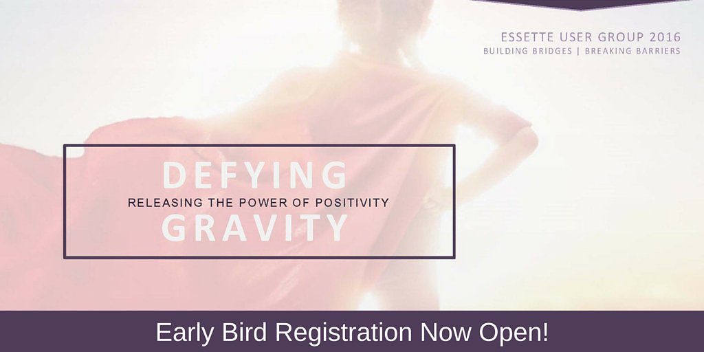 EssetteInc's tweet photo. Registration is open for #EssetteUserGroup2016 9/18-9/20. Early bird pricing thru 8/12! https://t.co/sGrywsDhWm https://t.co/HCsx3xSRiY