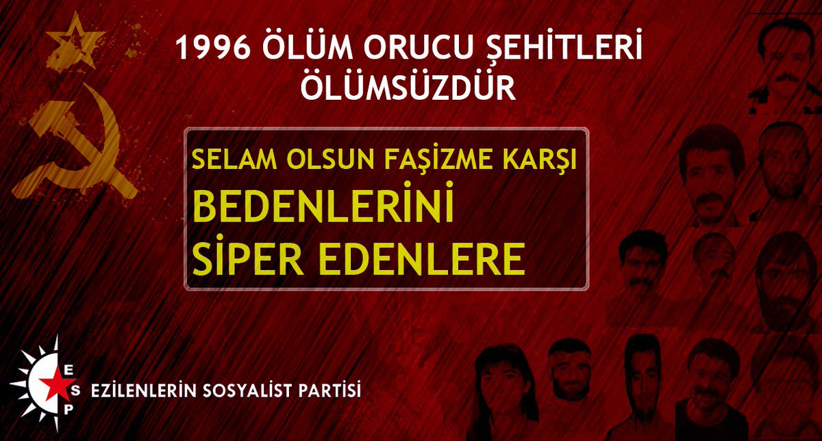 ezilenler's tweet photo. Bize verdiğiniz onuru daima gururla taşıyacağız.
96 #ÖlümOrucu Şehitleri ölümsüzdür. https://t.co/b1GAeqOEzn