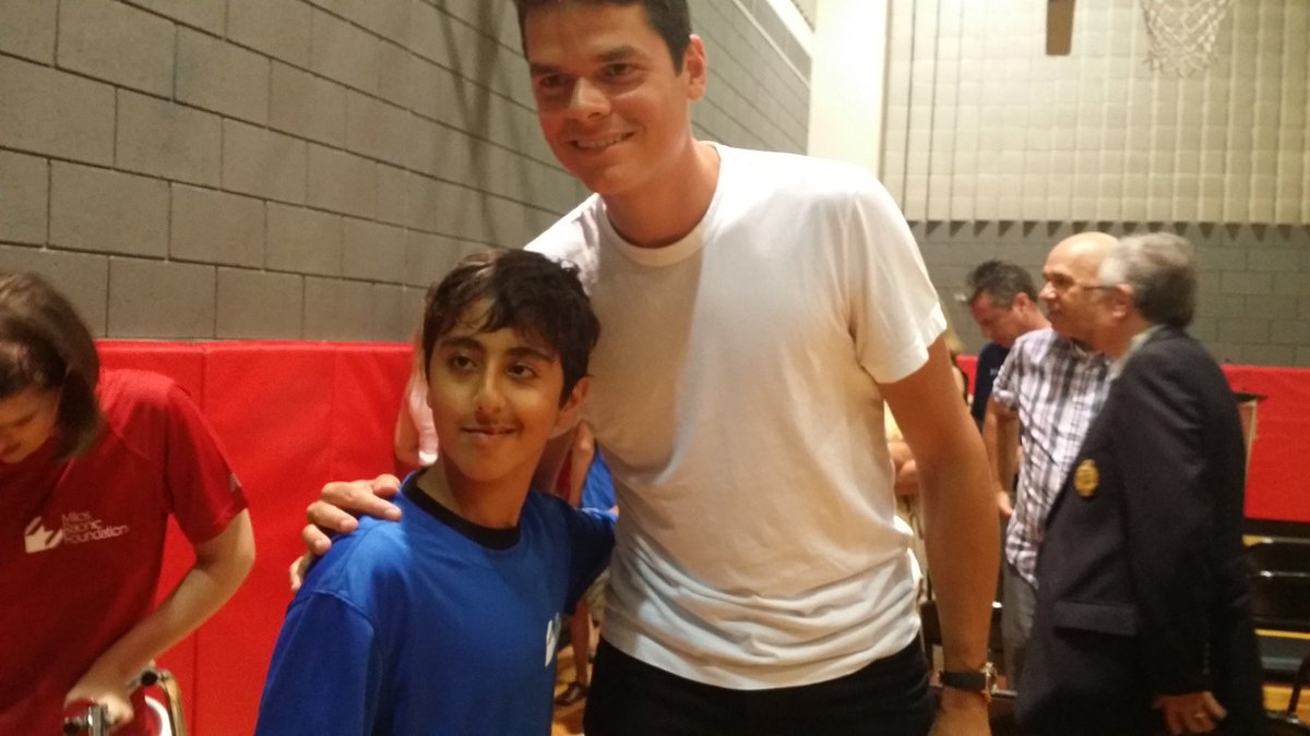 .<a href="/milosraonic/">Milos Raonic</a> is back in Toronto for the #RogersCup but he's not too busy to say hi to his friends at HB!