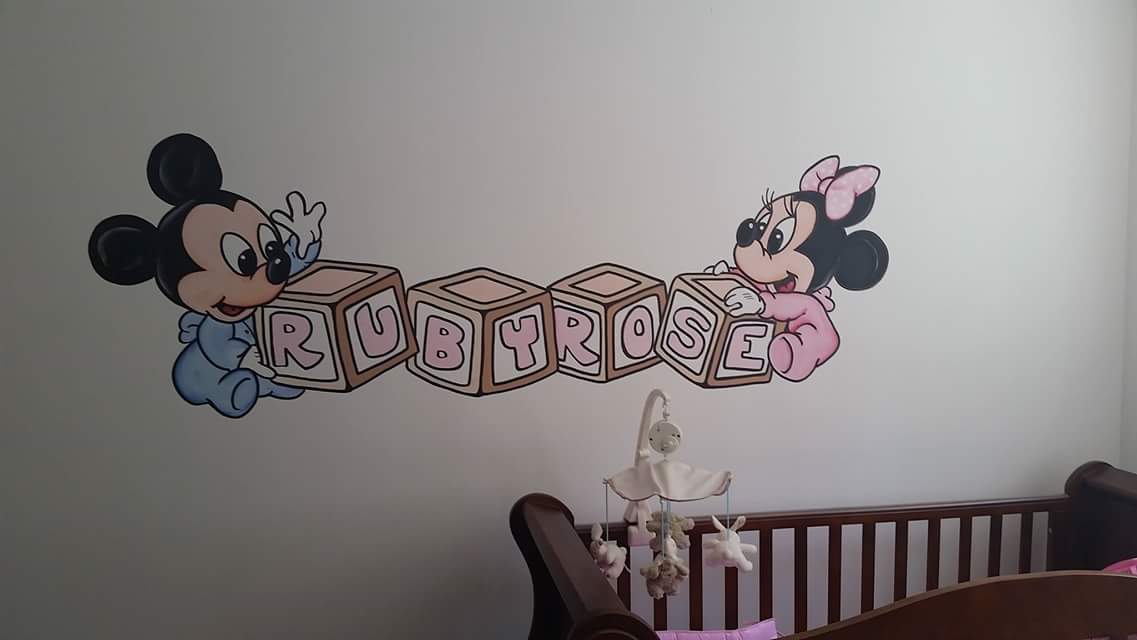 muralmadness's tweet photo. Baby nursery #minniemouse #mickeymouse @Disney https://t.co/jtwPQ4QxwG