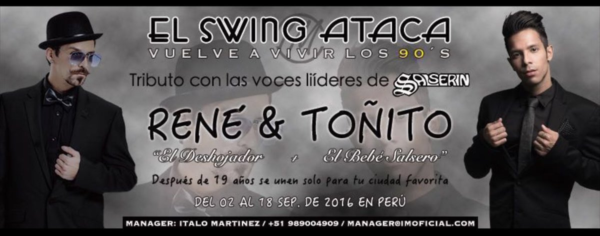 razzetto_karla's tweet photo. El #SwingAtaca y no nos lo vamos a perder!!!
#ElDeshojador
#BebeSalsero 
@Rene_peru 
@Rene_Velazco 
😍😍😍😍😍 https://t.co/zmYSA2T3mR