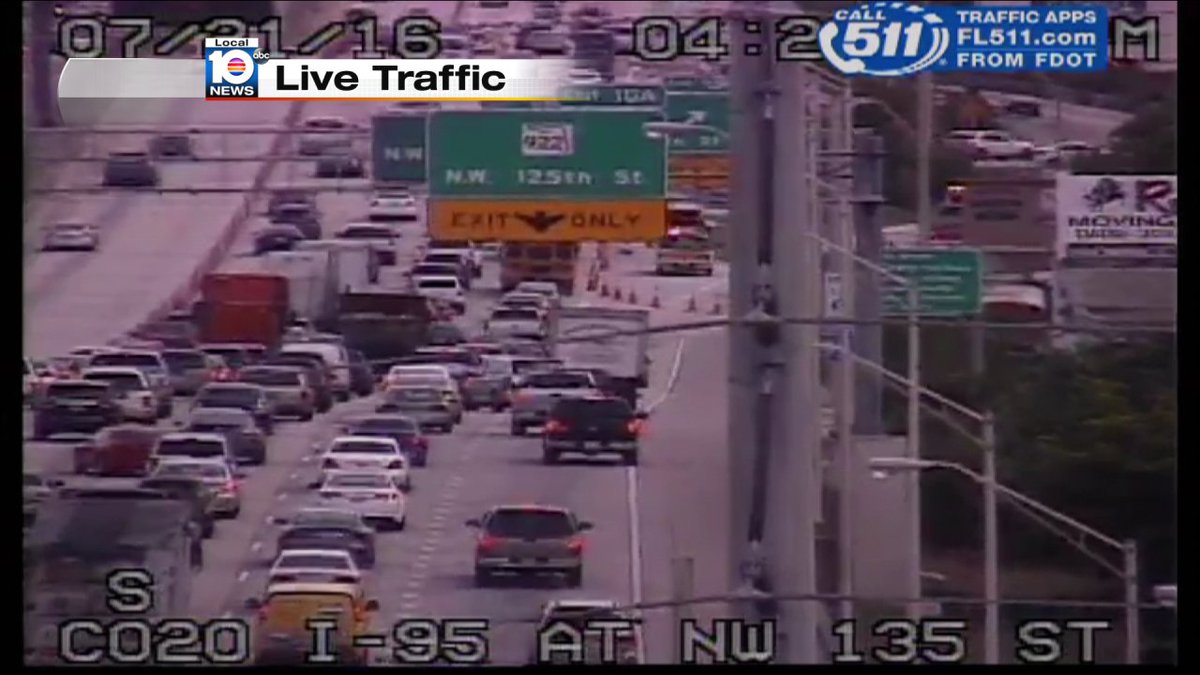 CRASH: I-95 SB & NW 125th St. Exit ramp blocked. Expect delays. #TRAFFIC #MIAMI https://t.co/0kFHlMm9ha