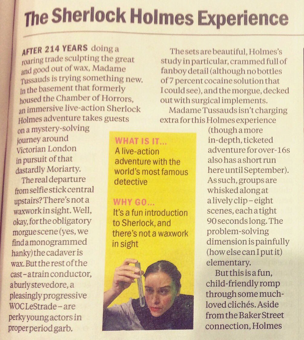 Lee007Laura's tweet image. ⭐️⭐️⭐️⭐️'s in @TimeOutLondon &amp;amp; me "conducting a little experiment" @LesEnfantsTerr @MadameTussauds #search4sherlock