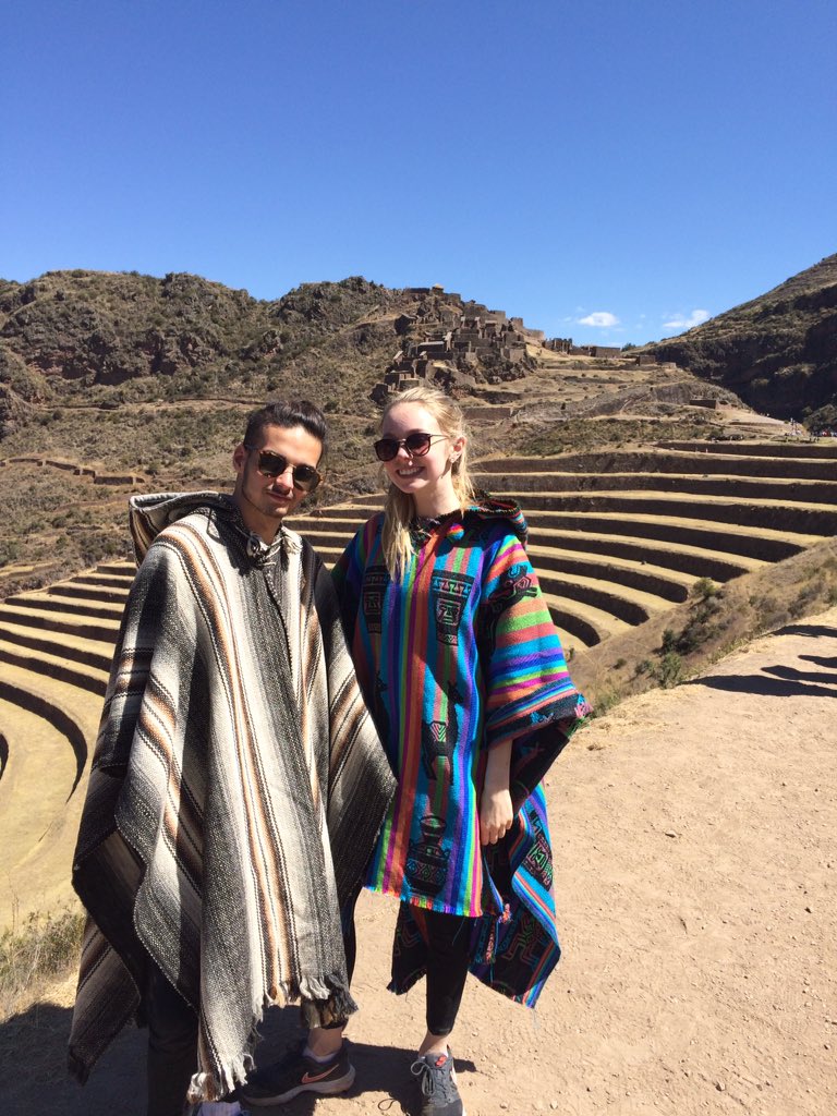 CombertonVC's tweet photo. #TenaciousTwelve Who is this we see at the ruins in Pisaq?! Ivan & Kirsty in ponchos! https://t.co/QDwxZCVrvi