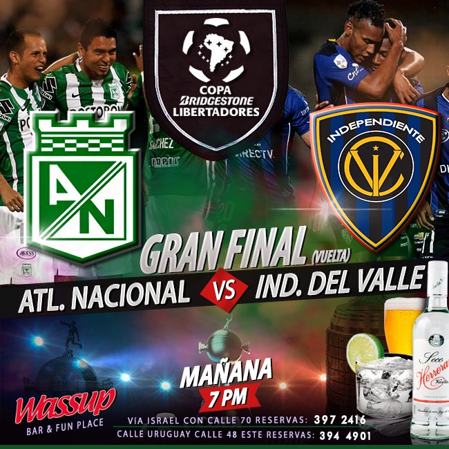 wassuppty's tweet photo. ¡Mañana se define todo! #AtleticoNacional vs #IndependienteDelValle desde las 7pm en #Wassuppty ¿Quién ganará? https://t.co/a4AnXoJo7U