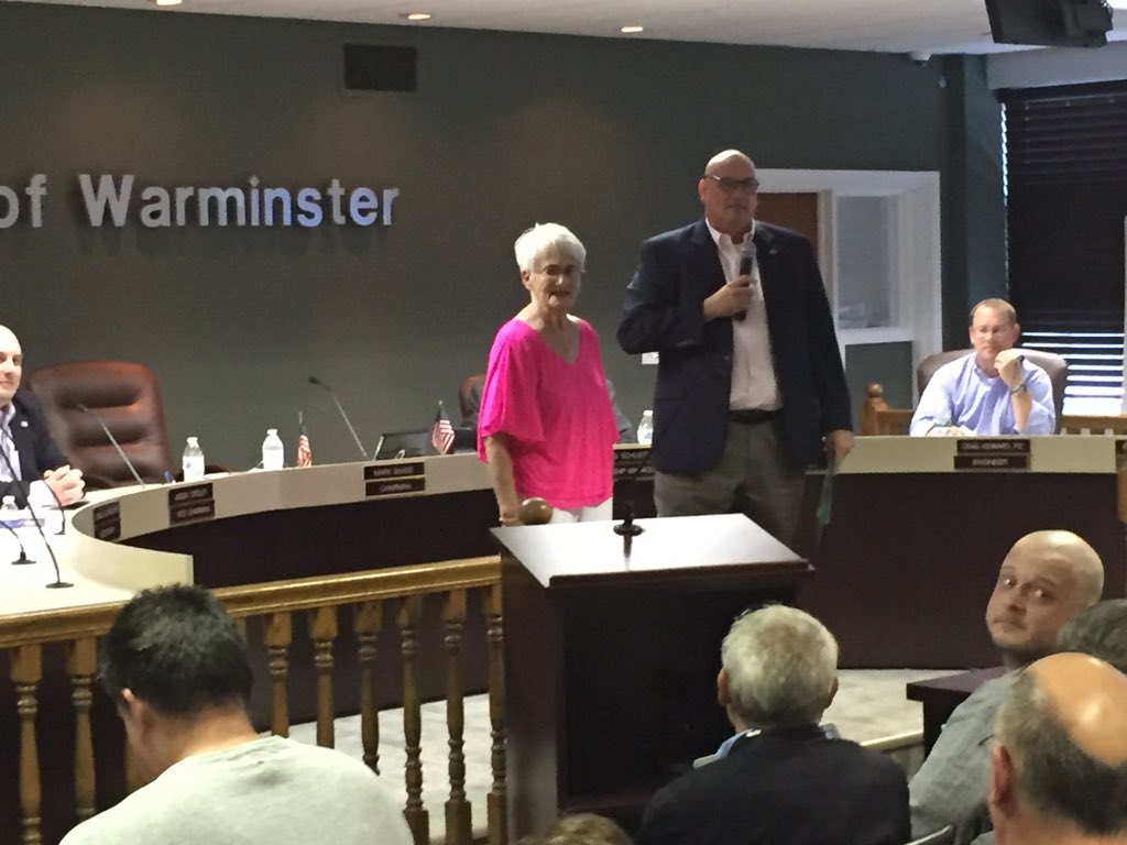 CSDFinance's tweet image. CSD Board member Jane Lynch honored at Warminster Township Supervisor&apos;s meeting with dedication of Lynch Circle!