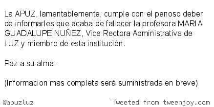 La APUZ, lamentablemente, cumple con el penoso deber de informarles que acaba de fallecer